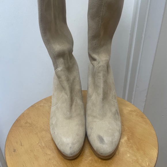 STUART WEITZMAN SUEDE THIGH HEELED BOOTS - Picture 9 of 14